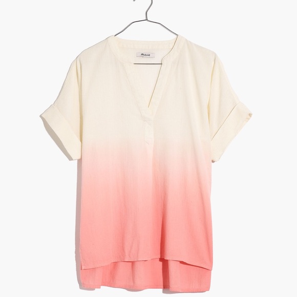 Madewell Tops - Madewell Lakeline PINK Dip Dye Popover Shirt Size M